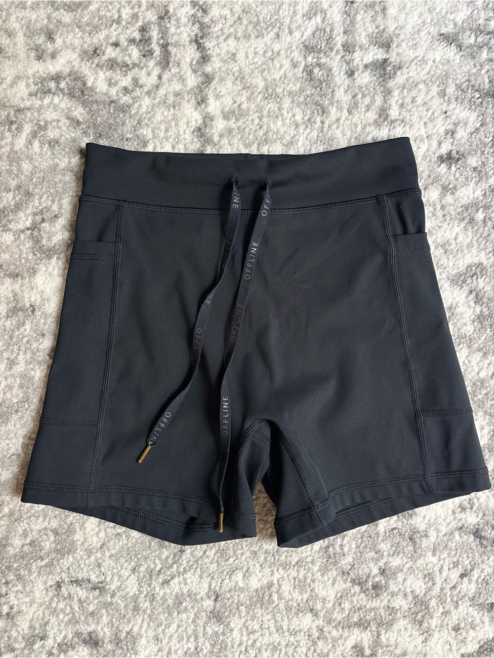 aerie Black High-Rise Pocket Athletic Shorts
